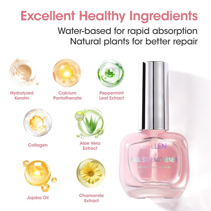 GELLEN Nail Strengthener, 8-In-1 Nail Repair Serum Growth for Thin Brittle Damaged Nails, Non Polish, Air Dry Clear Nail Growth Care, Keratin Calcium Formula, Cherry Blossom Scent