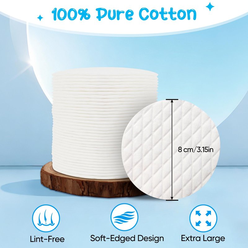 Premium Cotton Rounds（120 Count， Pack of 2 - Cotton Pads for Face, 100% Cotton Makeup Remover Pads, Soft and Lint-Free, for Removing Makeup, Nail Polish