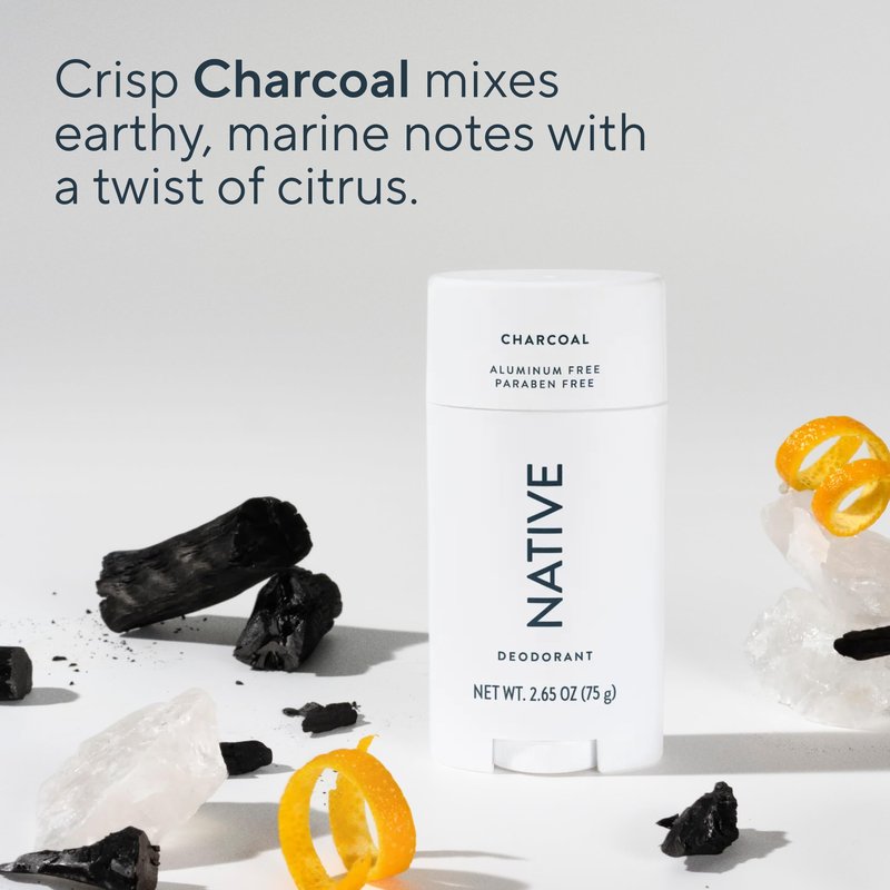 Native Deodorant Contains Naturally Derived Ingredients, 72 Hour Odor Control, Deodorant for Women and Men, Aluminum Free, Charcoal 2.65oz