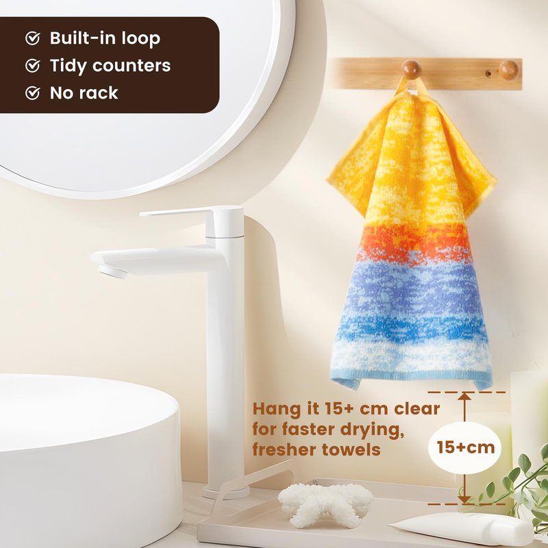 SEMAXE 100% Cotton Washcloths 12-Pack, 13 × 13 Inch Soft Face Towels with Hanging Loop, Absorbent & Quick Dry, Bathroom Shower Kitchen Use