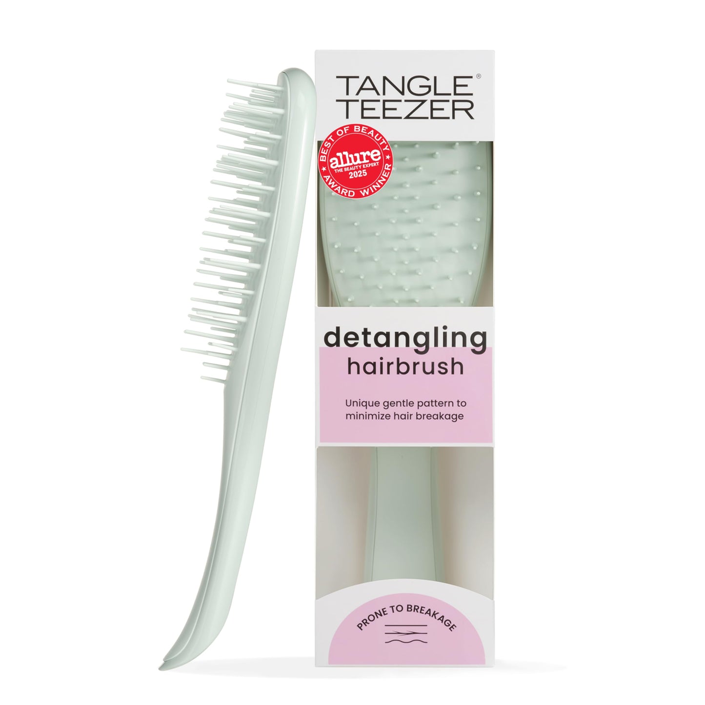 Tangle Teezer Extra Gentle Detangler Hair Brush, with Fewer Bristles for Gentle & Effective Detangling to Minimize Hair Loss & Breakage, Eucalyptus Green