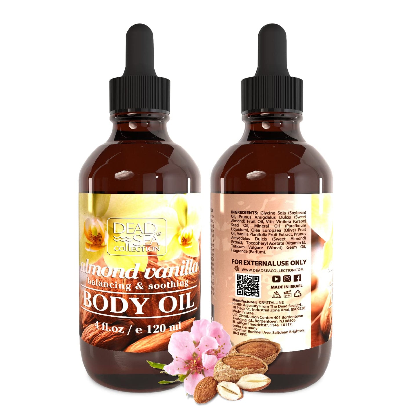 Dead Sea Collection Body Oil with Argan - Dry Skin Moisturizer and Hydrating Massage - Nourishing Bath Oil - Increase Skin Elasticity and Provide Anti-Aging Support for Face and Body (4 fl.oz)