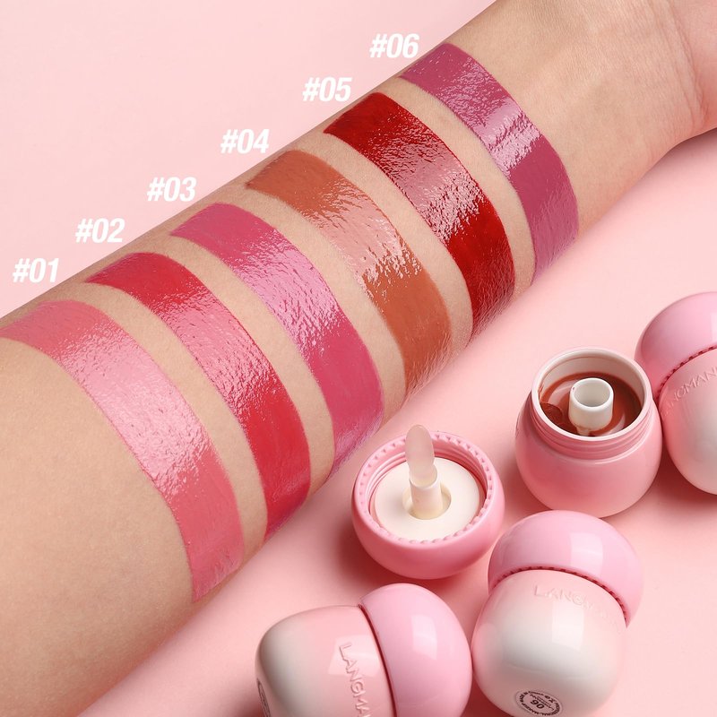 LANGMANNI Pudding Glow Lip Balm | Velvet-Smooth Lip Gloss for Nourished, Glowing Lips | Hydrating, Non-Sticky Glossy Tinted Lip Balm Makeup 0.28 Oz (#5+#6, 2)