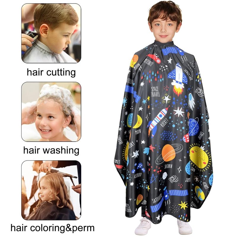 Kids Hair Cutting Cape - Waterproof & Lightweight Salon Cape for Boys and Girls | 39” x 51” Galaxy Pattern