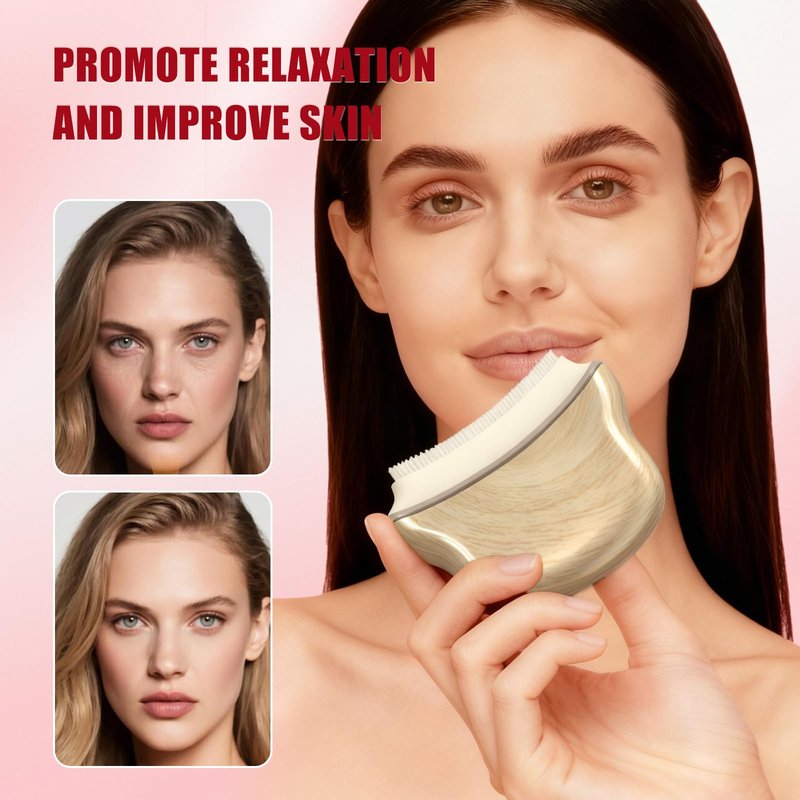 Lymphatic Contour Face Brush,Lymphatic Drainage Brush,Lymphatic Drainage Massager for Face –Ergonomically Designed to Fit The Skin Precisely- Improves Skin Glow & Absorption (Wood Grain)