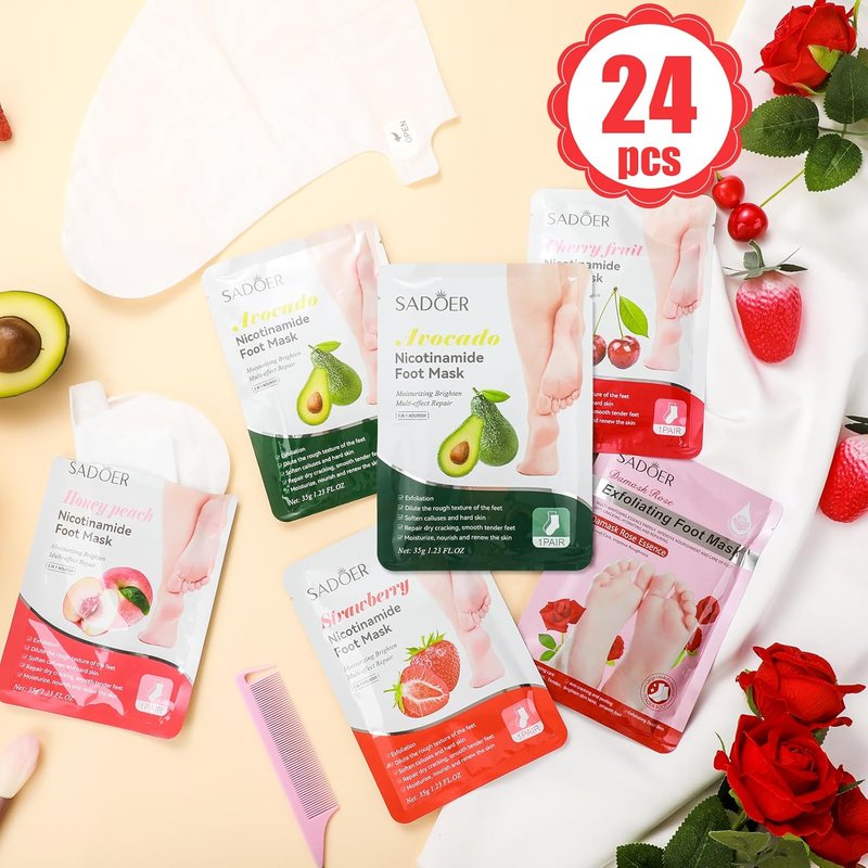Skiennix 24 Pcs Foot Mask Set - Hydrating Shea Butter & Aloe Treatment for Spa & Skincare Gift