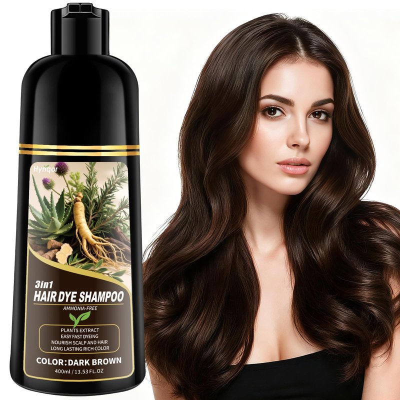 Hynqor Dark Brown Hair Dye Shampoo,Gray Hair Cover up Herbal Semi-Permanent Hair Color Shampoo for Women Men