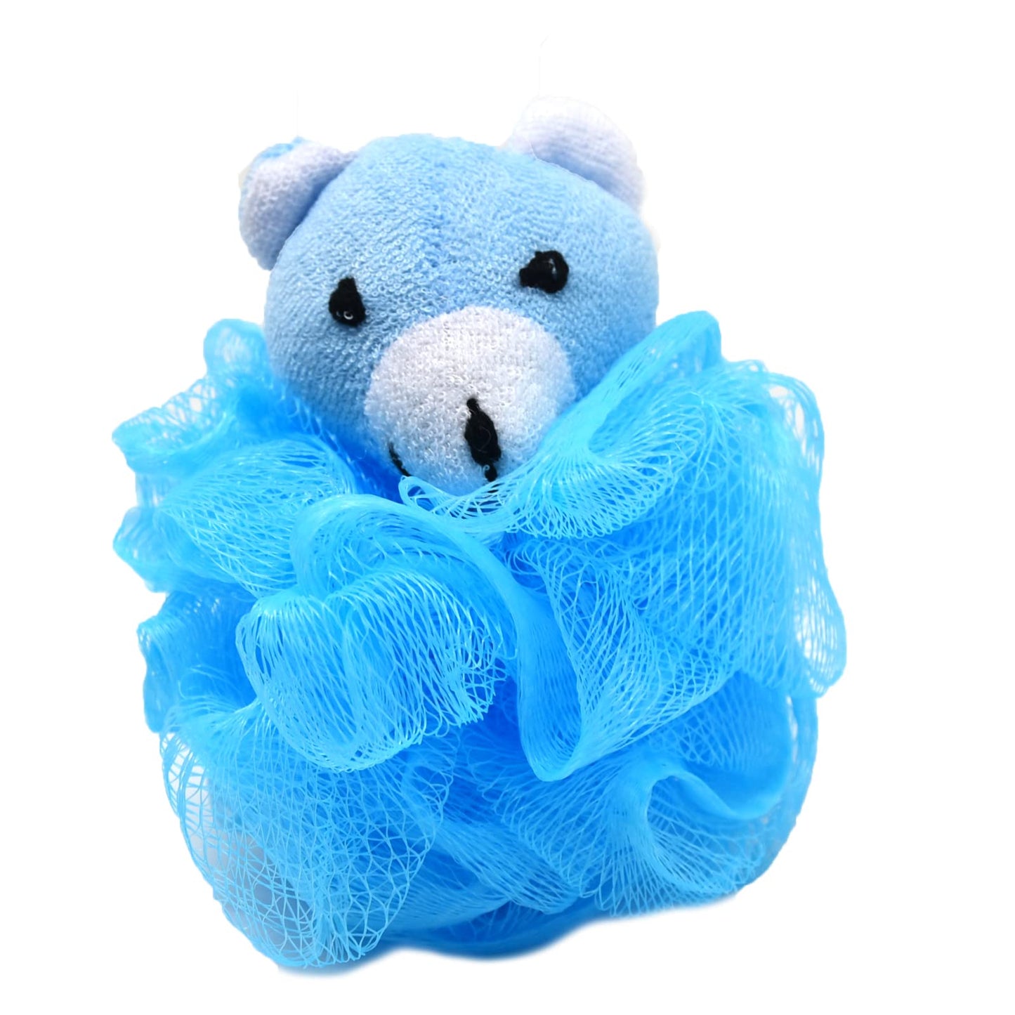 Cute Unicorn Kids Bath Loofahs Balls for Baby Girls Boys Mesh Shower Ball Pouf Exfoliating Bath Sponge Body Cleaner Bath Accessories (Blue Bear B)