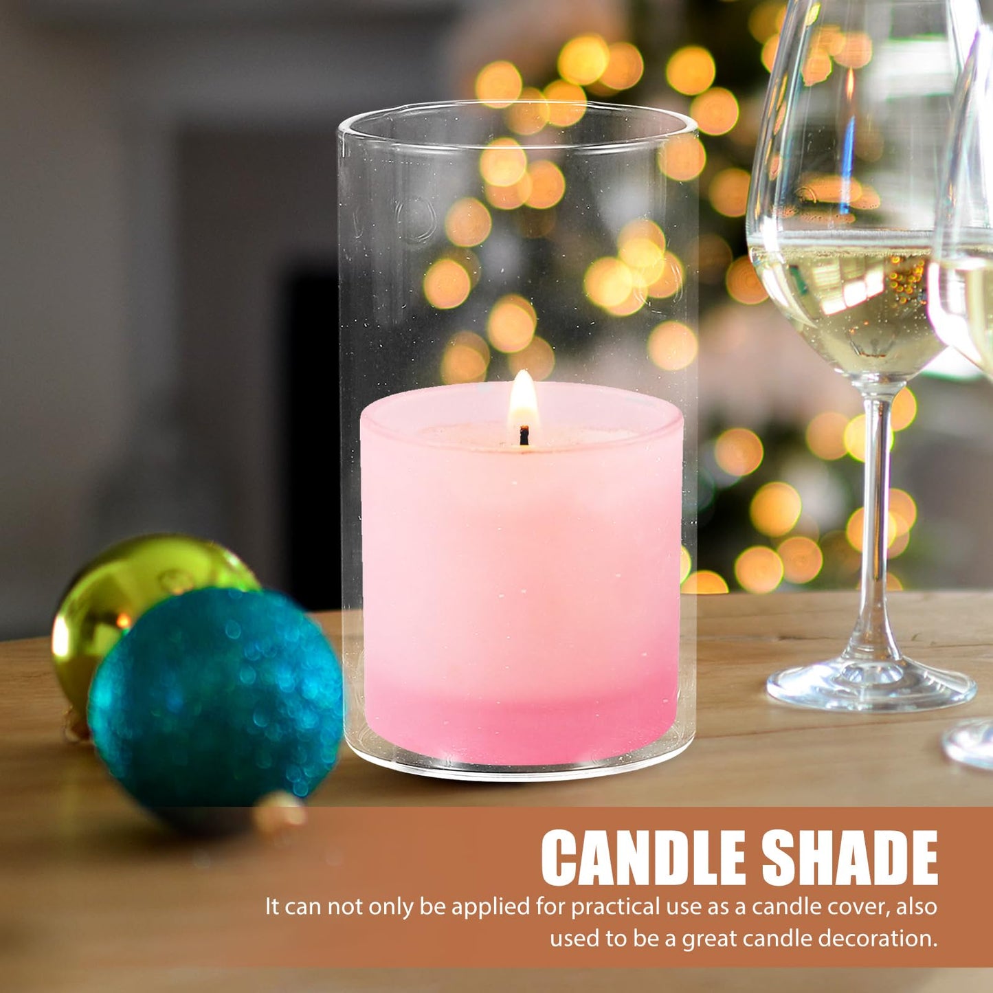 TOVINANNA Clear Glass Candle Chimney Holder 4.72" – High-Clarity Hurricane Shield for Pillar Candles, Windproof Flame Protection for Wedding & Home Party Decor, Romantic Gift for Couples