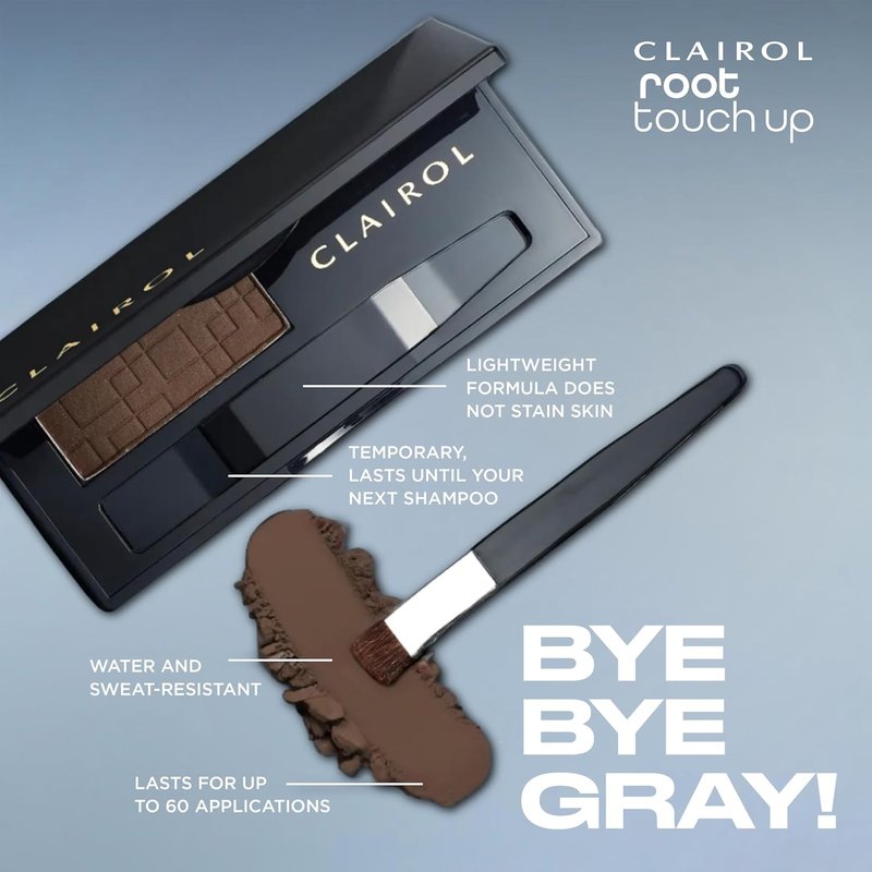 Clairol Root Touch-Up Powder - Dark Brown Hair Color | Ammonia-Free, Compact with Mirror & Brush | Instant Root Coverage & Eyebrow Definition