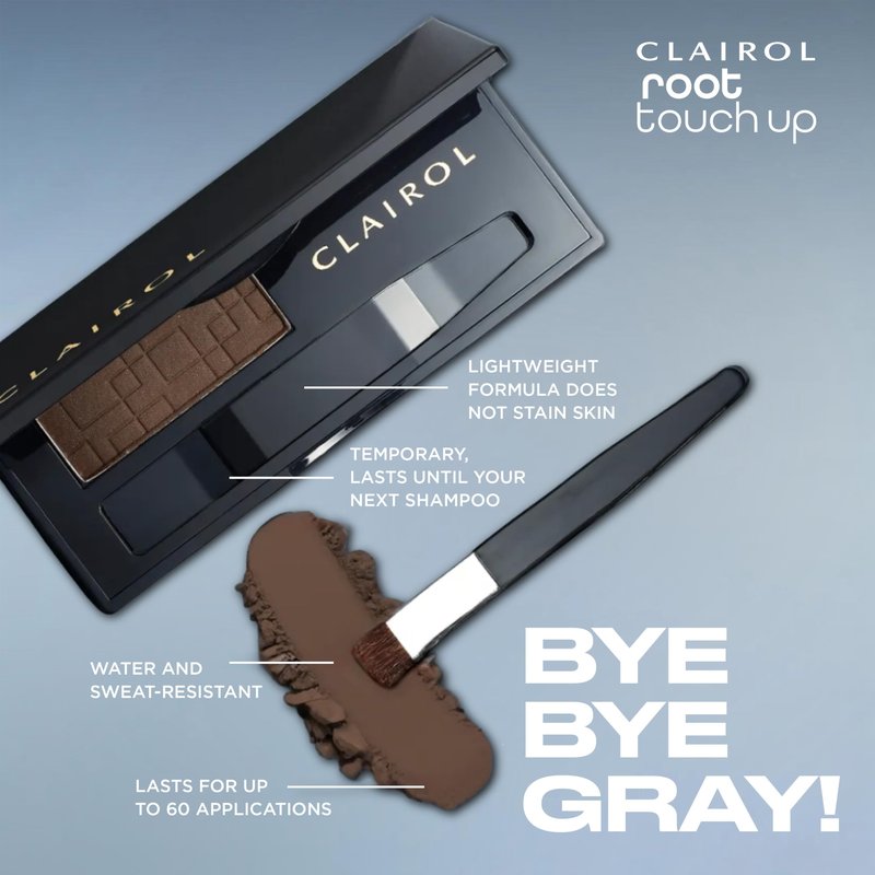 Clairol Root Touch-Up Temporary Concealing Powder, Medium Brown Hair Color | Ammonia Free | Instantly Cover Roots + Define Eyebrows | On-the-Go Compact with Mirror and Application Brush | Pack of 1