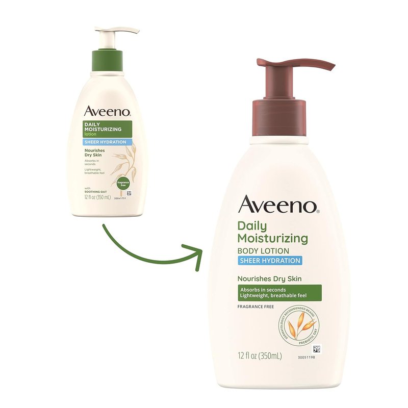 Aveeno Daily Moisturizing Lotion - Fragrance-Free Hydrating Body Moisturizer with Prebiotic Oat | 12 fl. oz (Pack of 2)