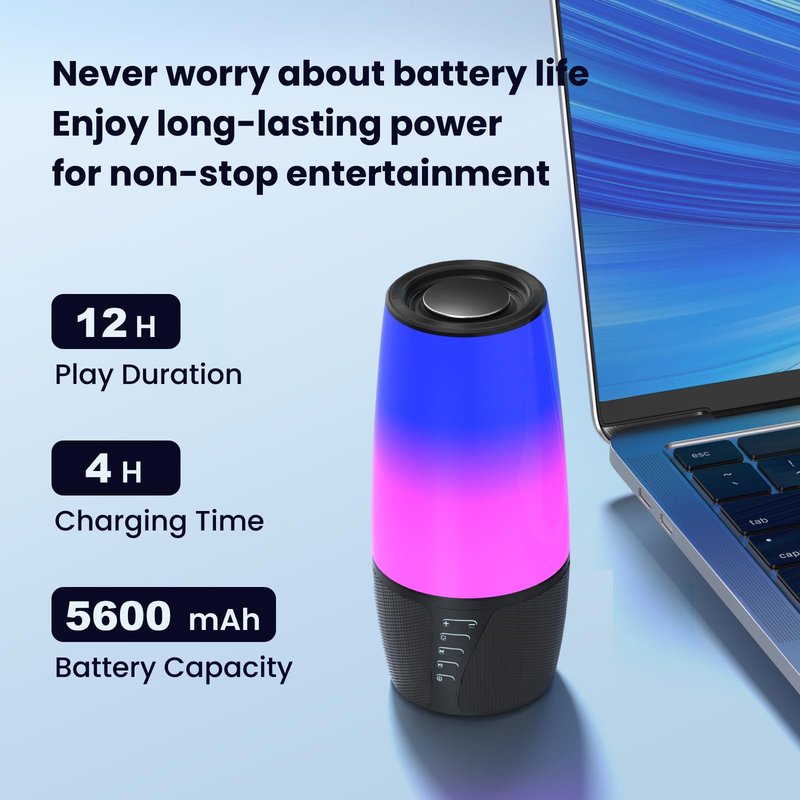 Ooyi Bluetooth Speaker with Lights 40W 360° Stereo, Bluetooth 5.3 (100ft), IPX6 Waterproof, 9 Color LED, 12H Playtime (5600mAh) - Home/Outdoor/Party/Beach, Ideal Birthday (Colorful)