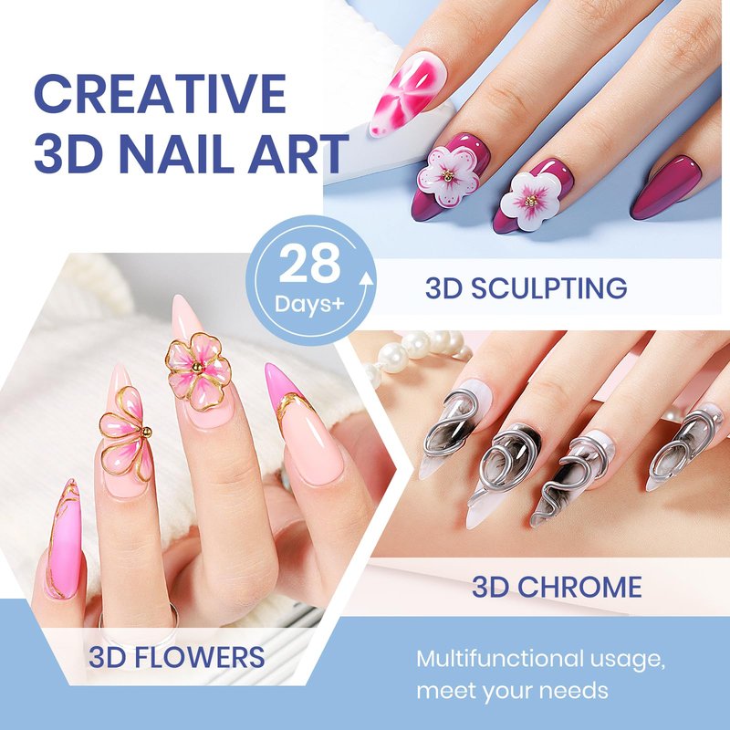 MIZHSE 2 Colors Solid Builder Gel for Nails: Non-sticky Hard 3D Sculpting Gel for Nail Art for Molding Soak Off U V LED Starter Kit DIY Home Salon