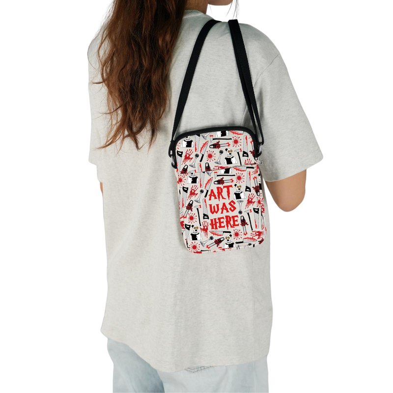 JXGZSO Horror Movie Lover Gift Clown Movie Cosmetic Bag With Zipper Art Was Here Halloween Themed Gift Clown Pouch Bag (Art Was Here Crossbody Bag)