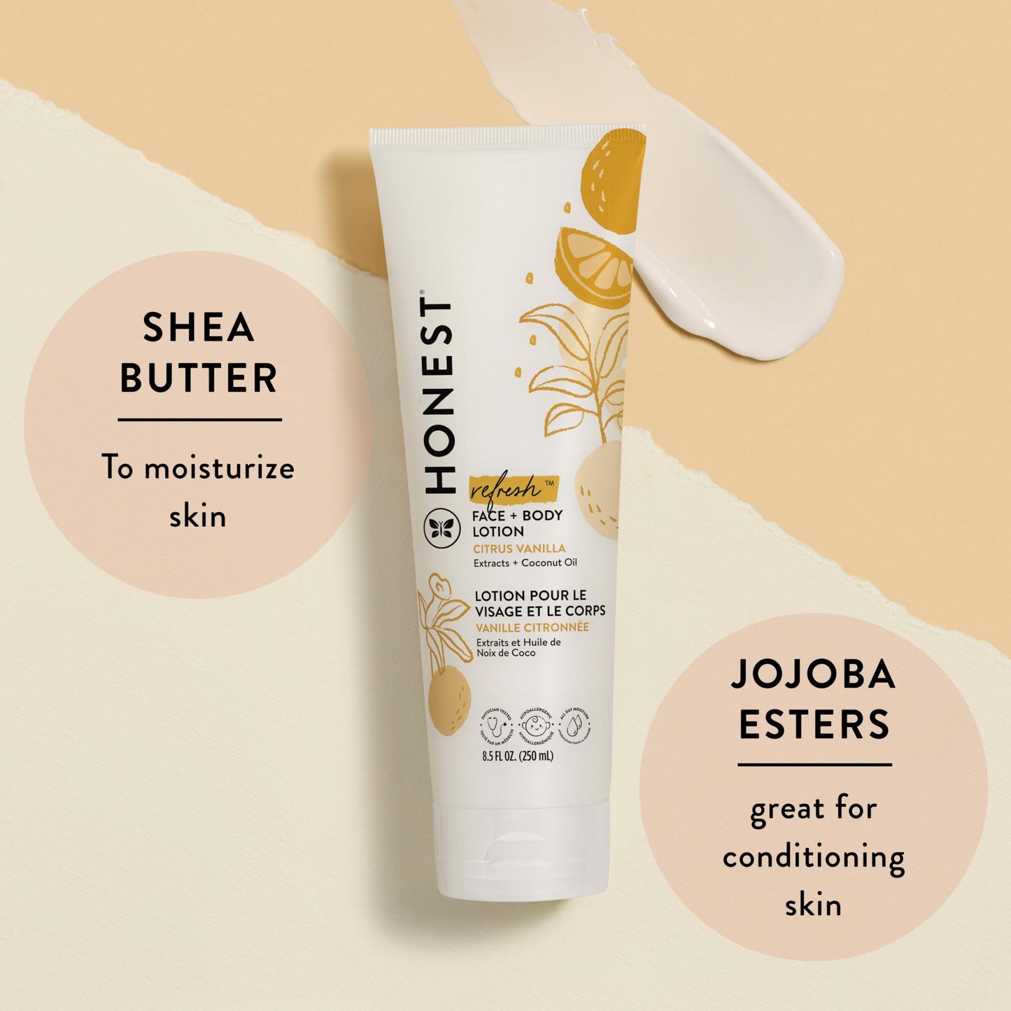 The Honest Company 2-in-1 Cleansing Shampoo and Body Wash Face Lotion Bundle, Gentle for Baby Naturally Derived Citrus Vanilla Refresh 18.5 fl oz