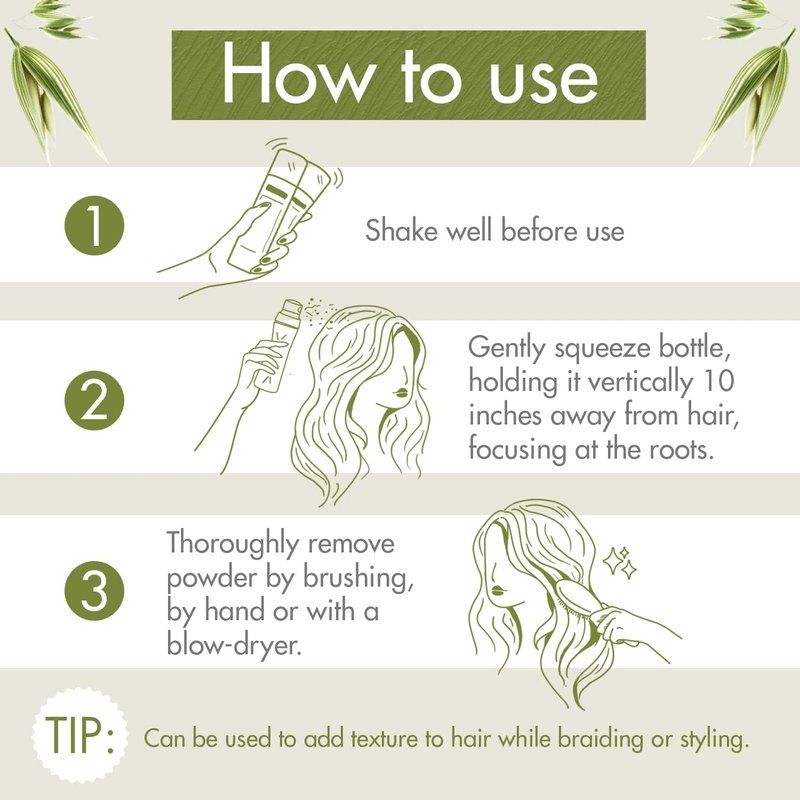 Klorane Ultra Gentle Dry Shampoo with Oat - Revive Hair Instantly, Eliminate Odor & Dirt - Vegan & Hypoallergenic