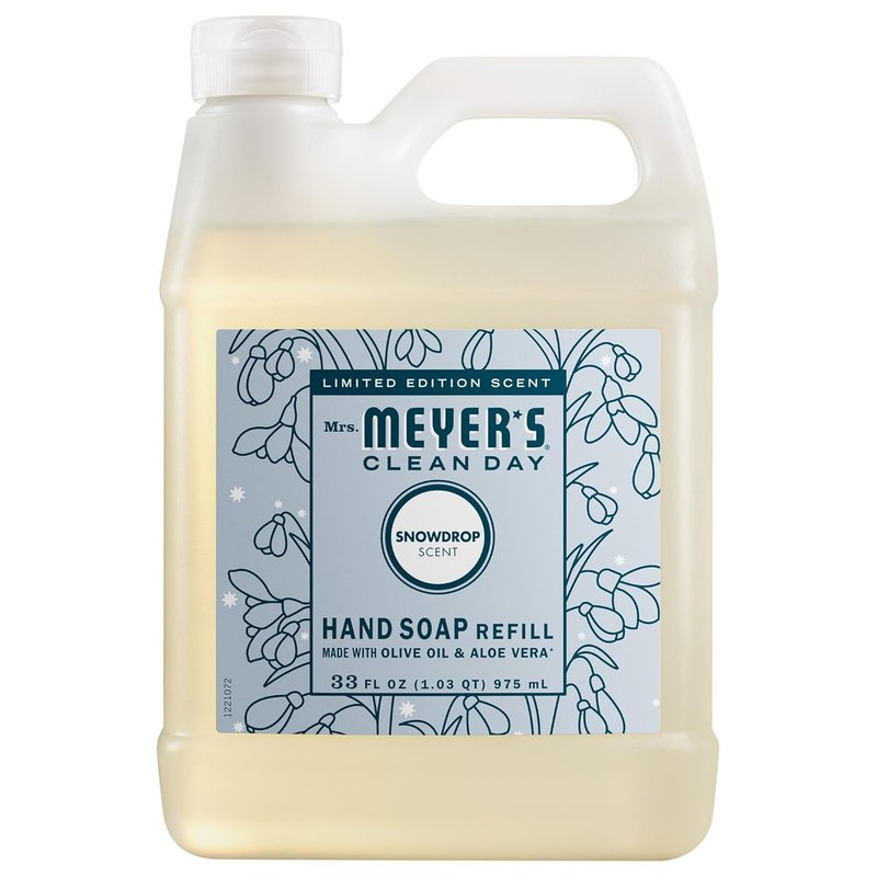 MRS. MEYER'S Hand Soap Refill - Snowdrop Scent | 33 Fl Oz Eco-Friendly Bottle