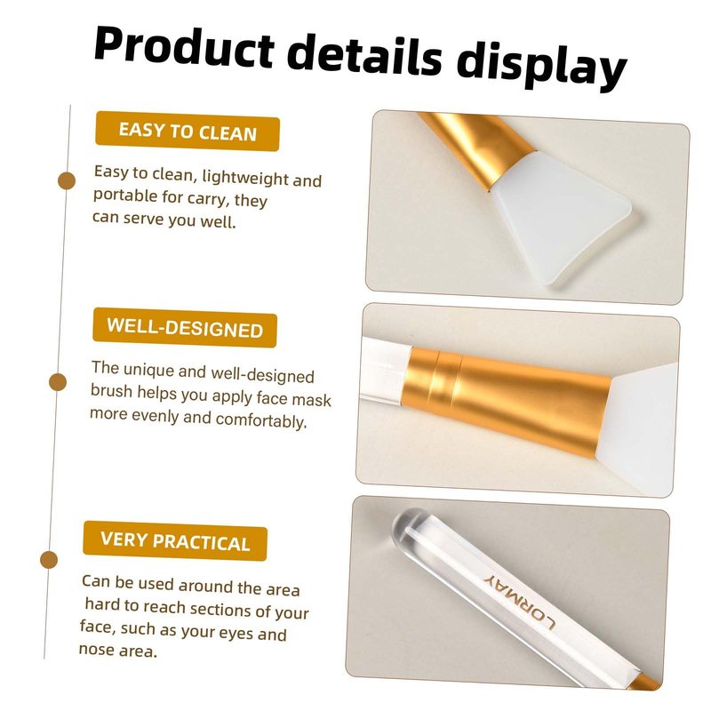 LORMAY Jelly Brush | 2 Pcs Silicone Face Mask Brushes | Mask Application Tool for Even Coverage | Skincare Enhancer | Durable Silicone | Easy to Clean | All Skin Types (Tapered brush head)