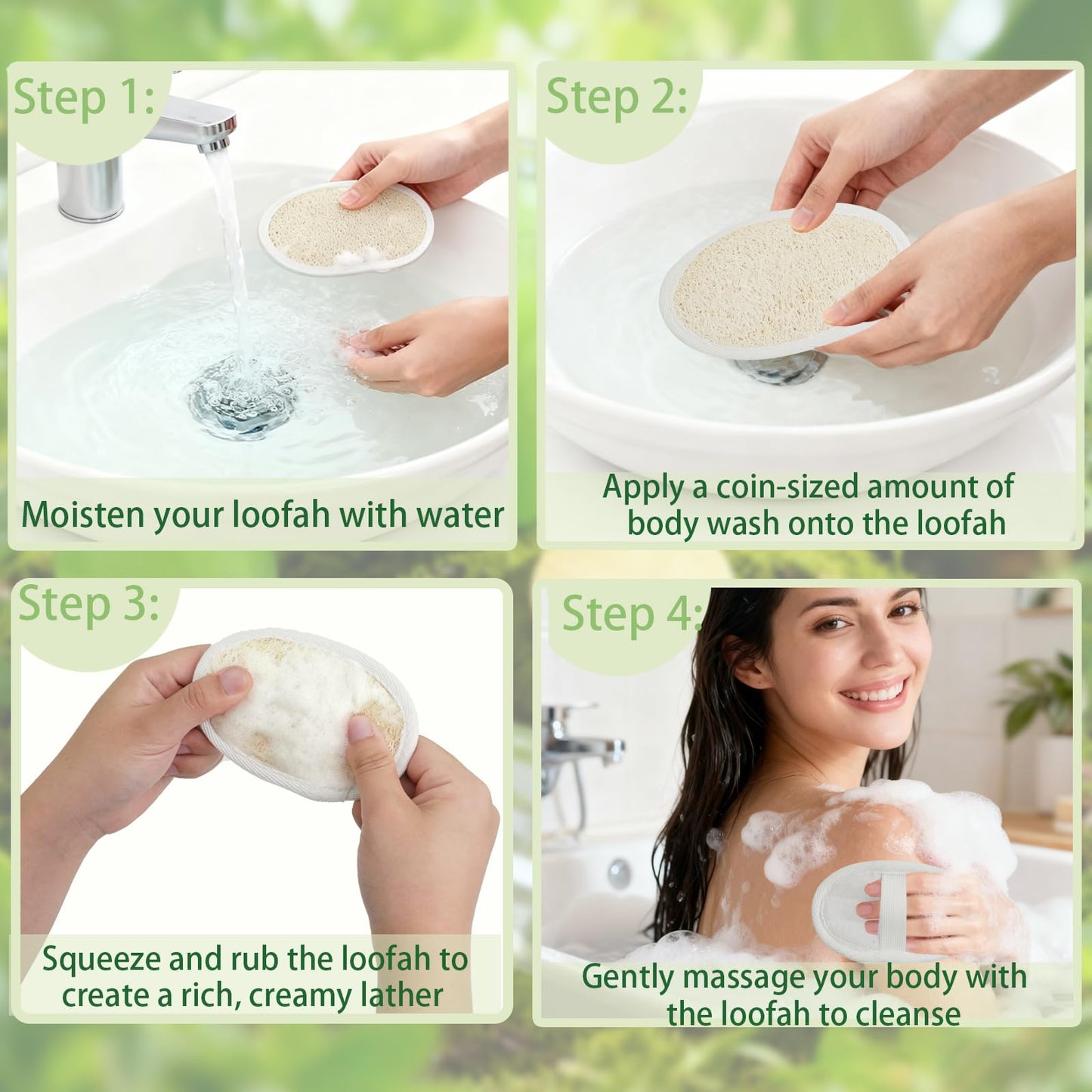 UCEHIPAW 54 Pcs Exfoliating Loofah Pad Bulk Natural Scrubber Luffa Brush Close to Skin Body Scrubber Shower Loofah Sponge Pad for Men Women Spa Bath