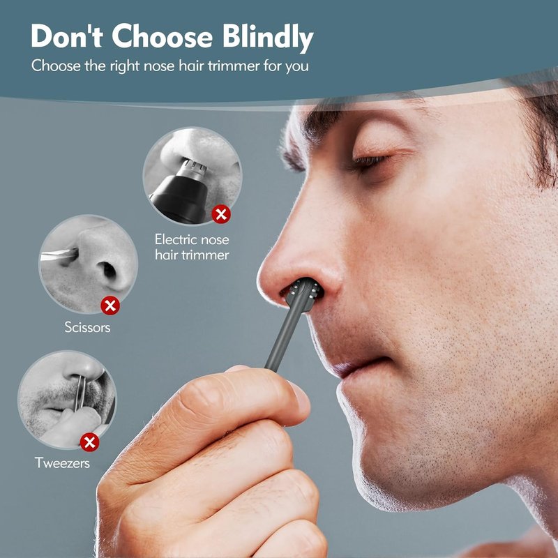 Skiennix 2-in-1 Nasal Hair Cutter - Double-Sided Nose Hair Trimmer with Soft Cleaning Brush | Portable Gray Design for Men & Women