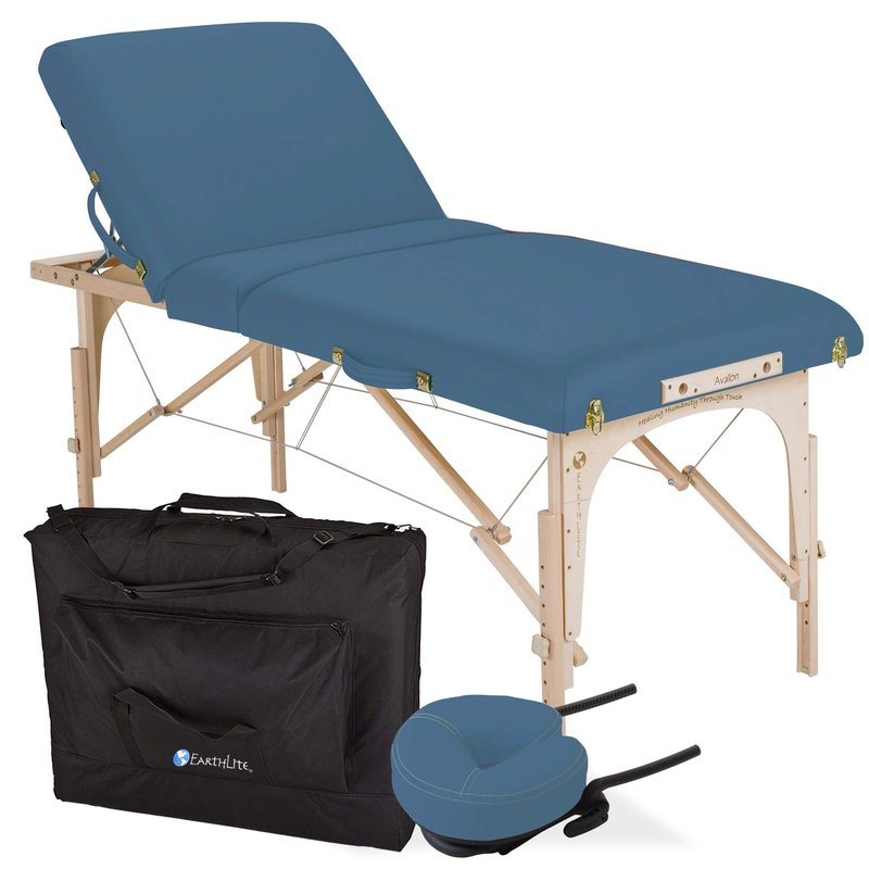 EarthLite Portable Massage Table Package Avalon TILT – Foldable Treatment Table with Tilt Option, Reiki Endplate, Premium Flex-Rest Face Cradle & Strata Cushion, Carry Case (30”x73”)