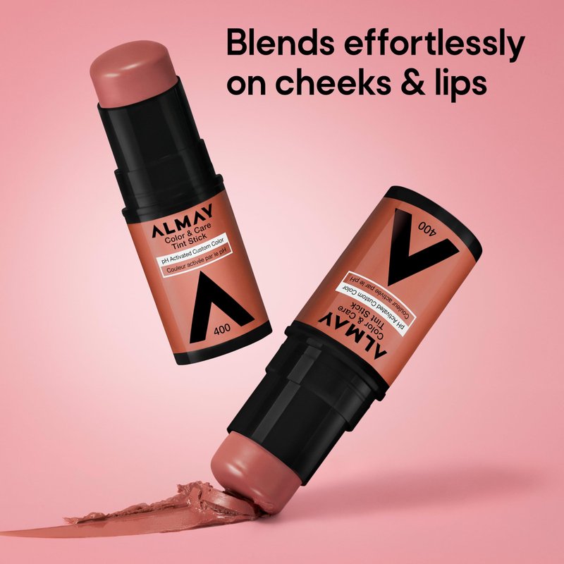 Almay Lip and Cheek Tint, Color & Care Tint Stick, Multi-Use Moisturizing Blush and Lip Color, Dewy Finish, 400 Nude Flush, 0.25 oz