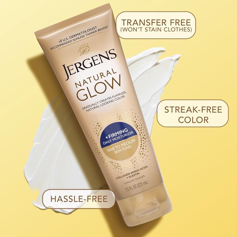 Jergens Natural Gradual Glow Daily Moisturizer Bundle - Firming & SPF 20 | 7.5oz + 2oz, Fair to Medium