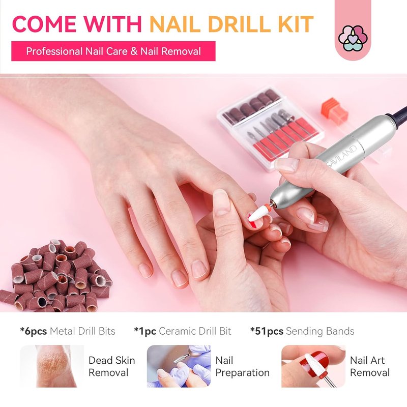 SAVILAND Acrylic Nail Kit - Professional Set with UV Light, 3 Gel Polish Colors & Tools for Home Salon