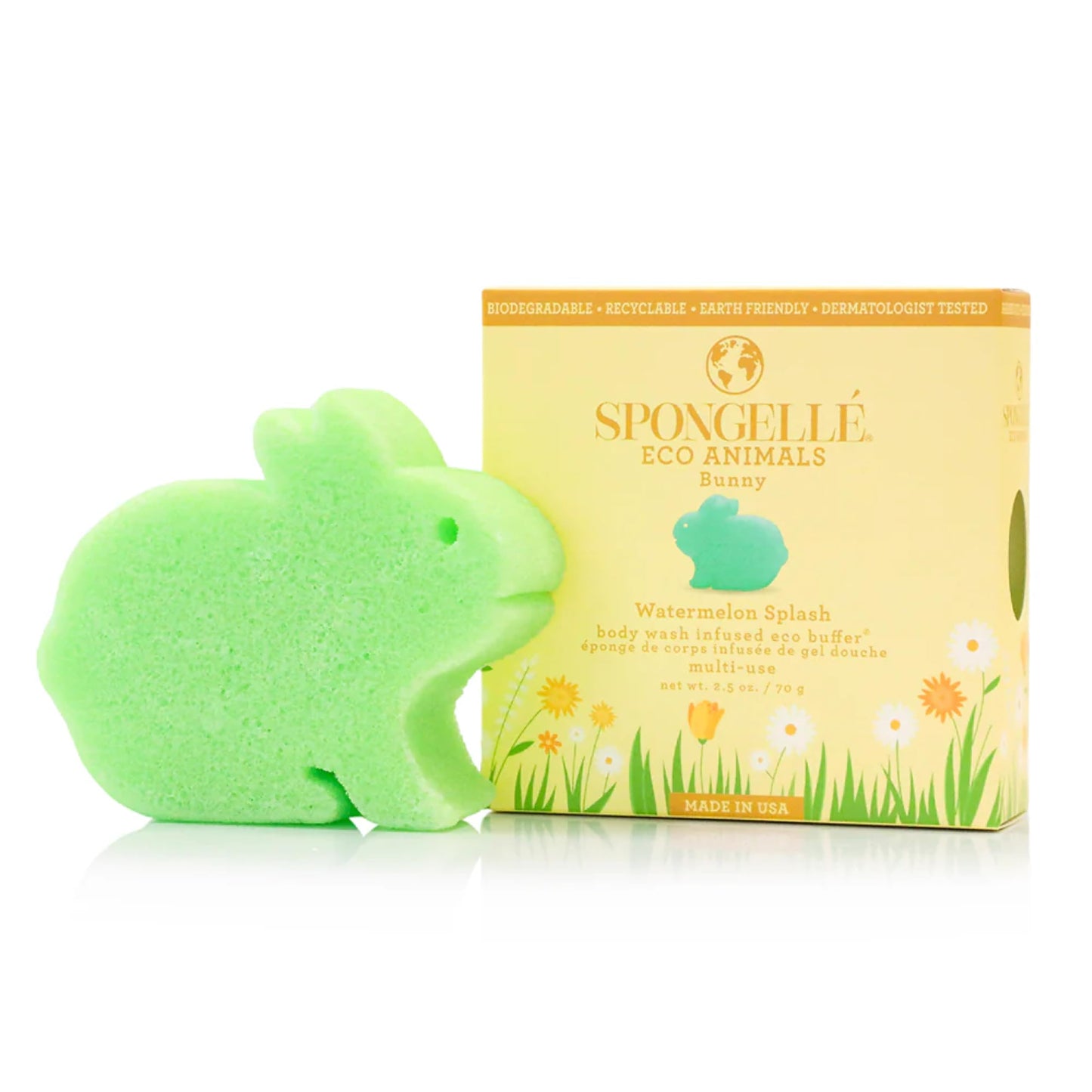 Spongelle Bunny Eco Collection Animals Kids Buffer Body Scrubber | Bath & Shower Loofah for Kids | Biodegradable, Cruelty-Free, Vegan, Dermatologist-Tested, Made in USA