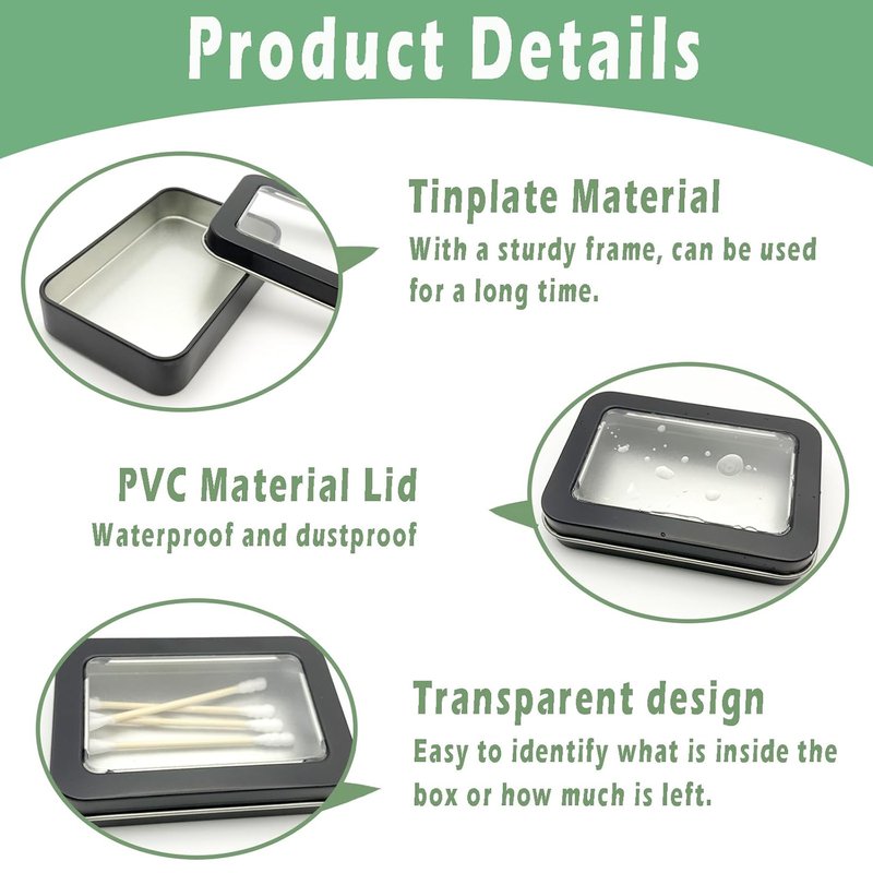 Cotton Swab Holder - Portable Travel Case for Dental Floss & Cotton Balls | 2 Pcs, Black