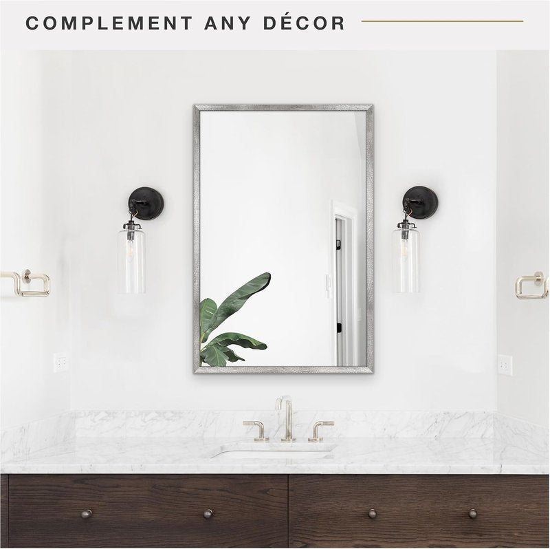 MCS Wall Mirror - Micro Rope Design with Brushed Nickel Finish | 20x30 Inches