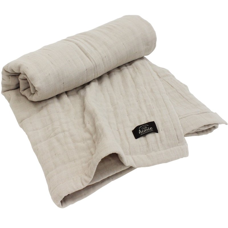 HIORIE Japanese Blanket, 8-Layered Gauze Twin Size, 100% Cotton, Lightweight Soft Breathable Blanket, All Season, Machine Washable, Beige, 58x79inches