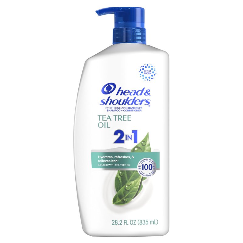 Head & Shoulders Anti-Dandruff Tea Tree Oil Shampoo and Conditioner with 1% Pyrithione Zinc, Tea Tree Oil 2 in 1 with Cooling, Relieves Itch, Hydrates, Refreshed Scalp, 28.2 Fl Oz