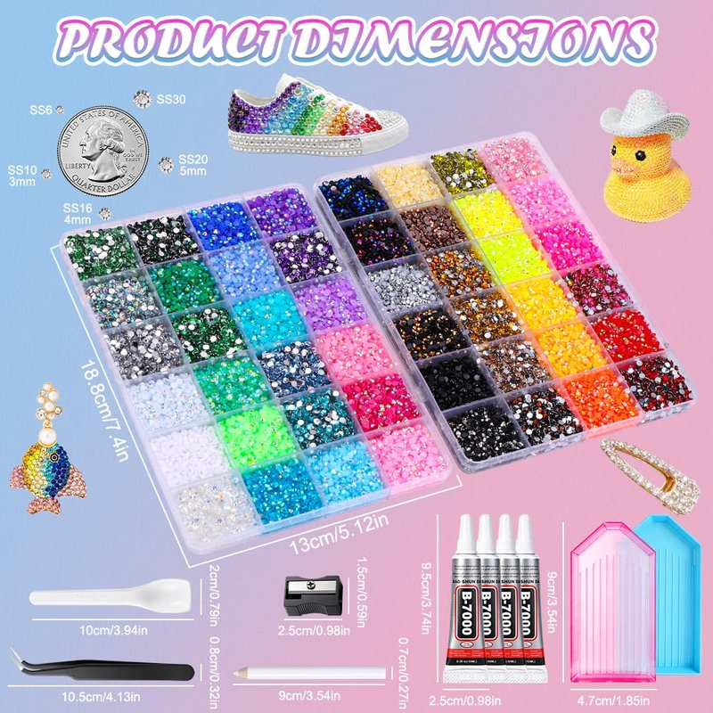 JOICEE 48000Pcs Resin Jelly Rhinestones for Bedazzling, 48 Colors 3mm Colorful Flatback Rhinestones Gems for Nails Face Makeup Tumblers DIY Jewelry Crafts