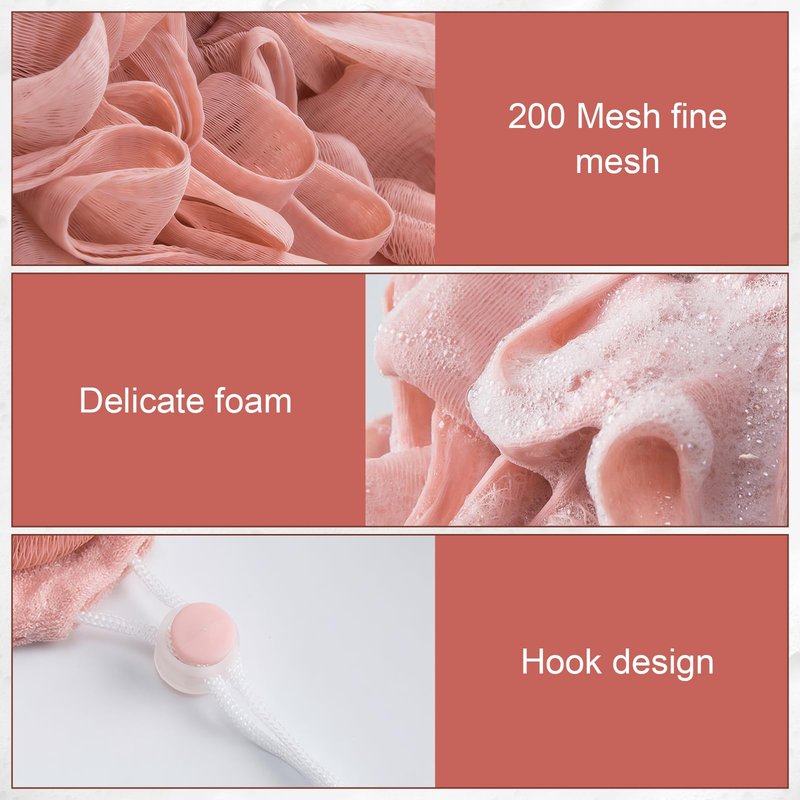 3 Pcs Soap Bar Loofah, 2 in 1 Bar Soap Loofah Pouch Can Hold Soap Effective Exfoliation for Bathing (Khaki + Coffee + Pink)