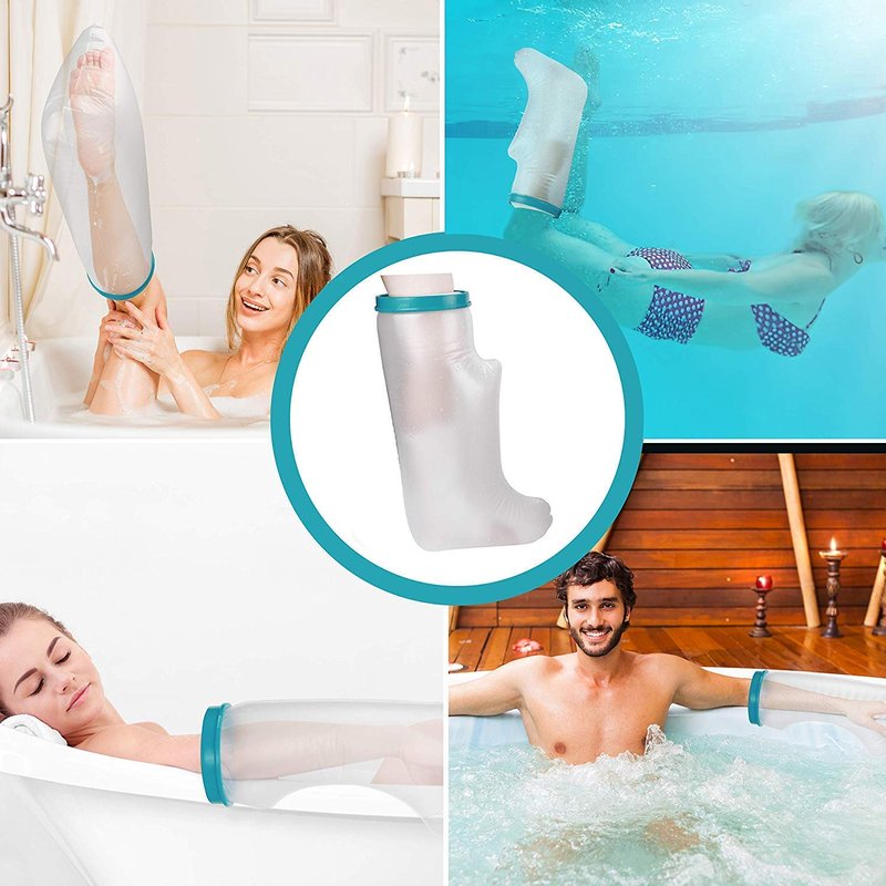 Lxuemlu 100% Waterproof Cast Shower Cover Leg Cast Cover with Non-Slip Bottom for Showering After Surgery, Adult Foot Shower Bag Cast Bag Cast Protector to Keep Wound & Bandages Dry