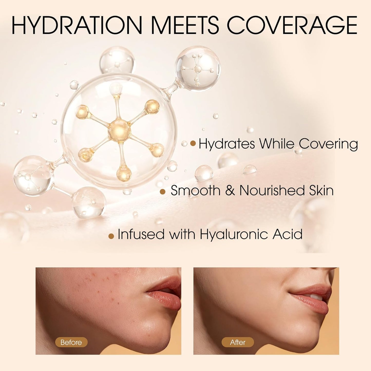 Under Eye Concealer - Full Coverage Waterproof Liquid Makeup for Dark Circles & Pimples | Natural Matte Finish, 0.23 fl oz