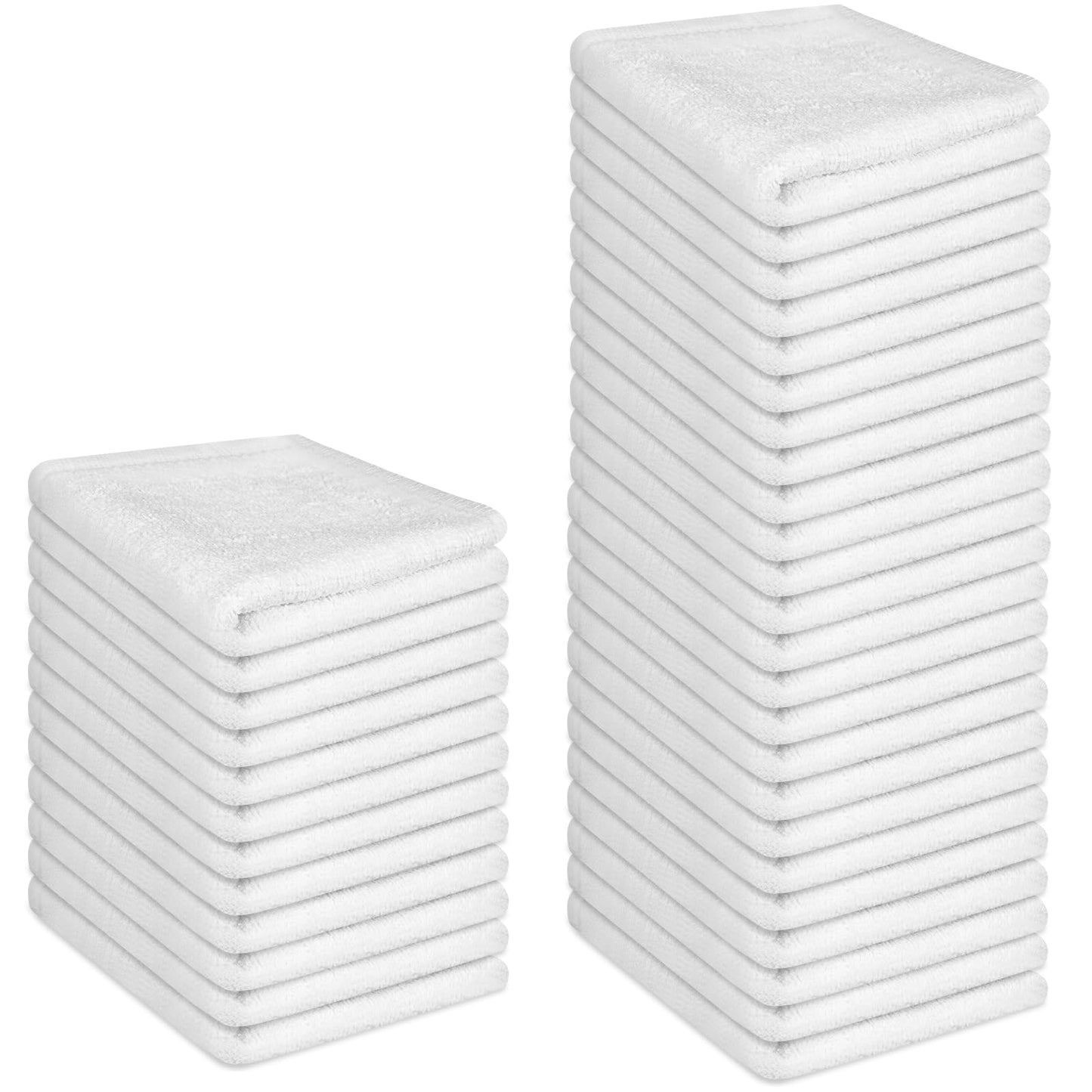 INFICRIME 36 Pack 100% Cotton Wash Cloth, 12x12 Inch Highly Absorbent and Soft Feel Fingertip Towels, Machine Washable Washcloths for Bathroom, Gym, Hotel, Spa and Kitchen, White