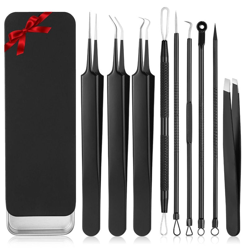 HairChrysm 9 PCS Blackhead Extraction Tool Kit, Blackhead Remover Tool Comedones Extractor Acne Removal Kit for Nose Face