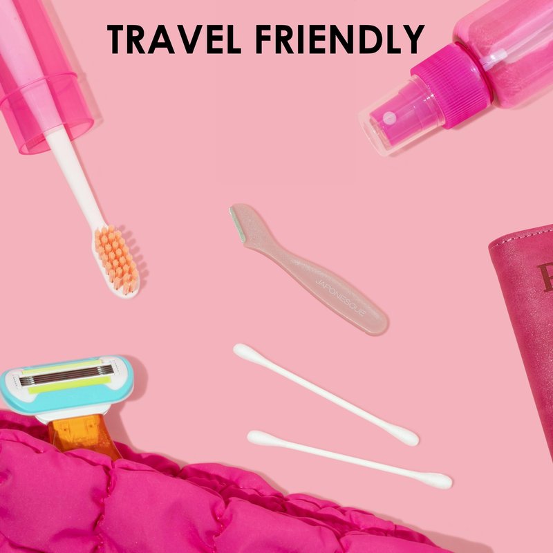 JAPONESQUE Mini Touch Up Razors - Travel Size Dermaplaning Tool Set - 3 Piece Mini Travel Razor Kit, One Blade Fixed Dermaplane Razor For Women