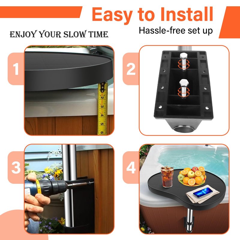 Hot Tub Tray,Hot Tub Drink Holder 360° Rotation,Non-Slip Heavy Duty Hot Tub Table Tray,Design Spa Tray Cup Holder for Hot Tub