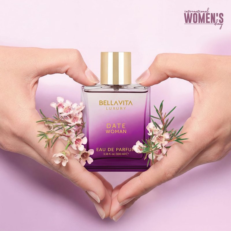 Bellavita Luxury DATE Eau de Parfum | 100 ml (3.4 fl.oz.) | Perfume for Women | Floral, Pink Pepper, Jasmine, and Moss Notes | Long Lasting Fragrance | Mother's Day Present