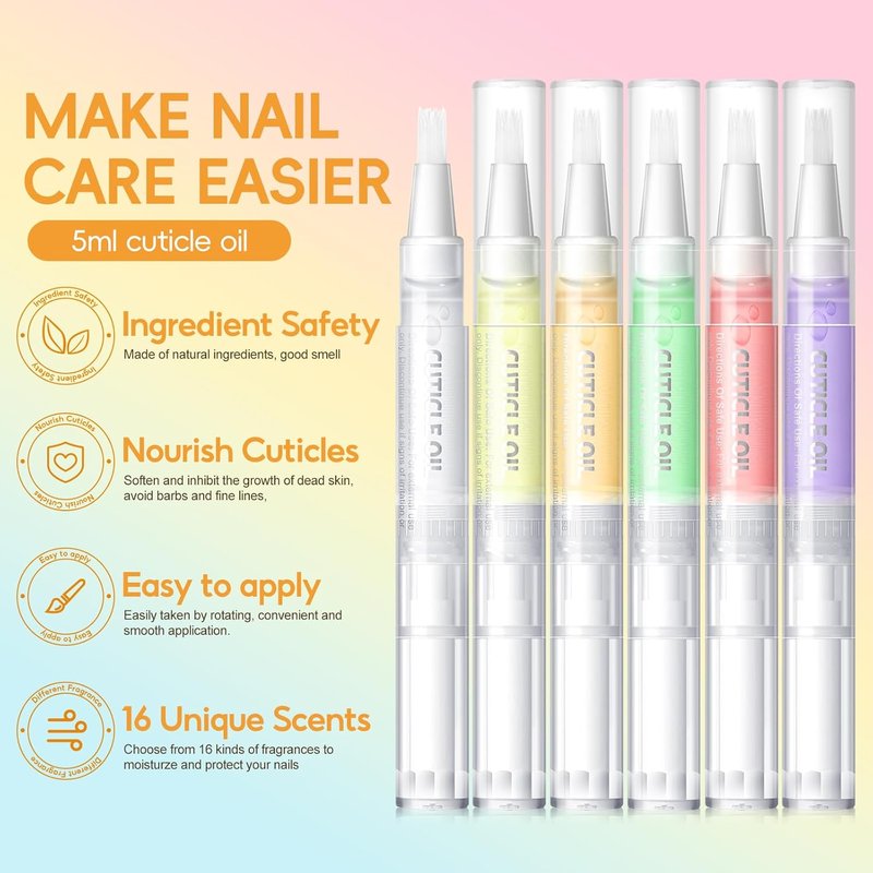 Cuticle Oil Pen Set - 16 PCS Nail Care Revitalizer for Moisturized Cuticles | Manicure Tools for Gel Nails