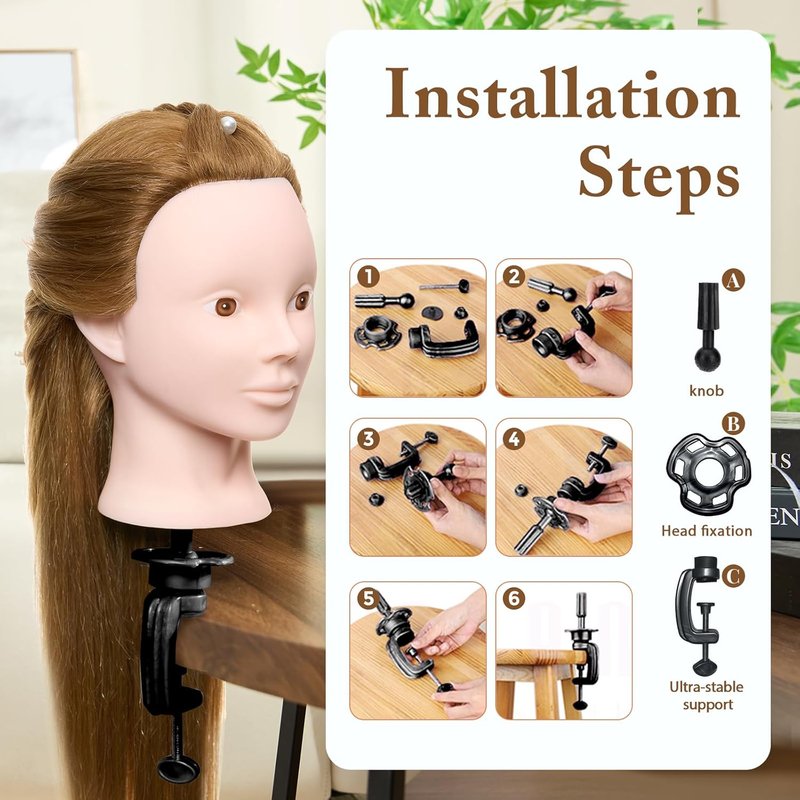 Skiennix 28" Mannequin Head - 80% Real Human Hair for Makeup Practice & Cosmetology Training