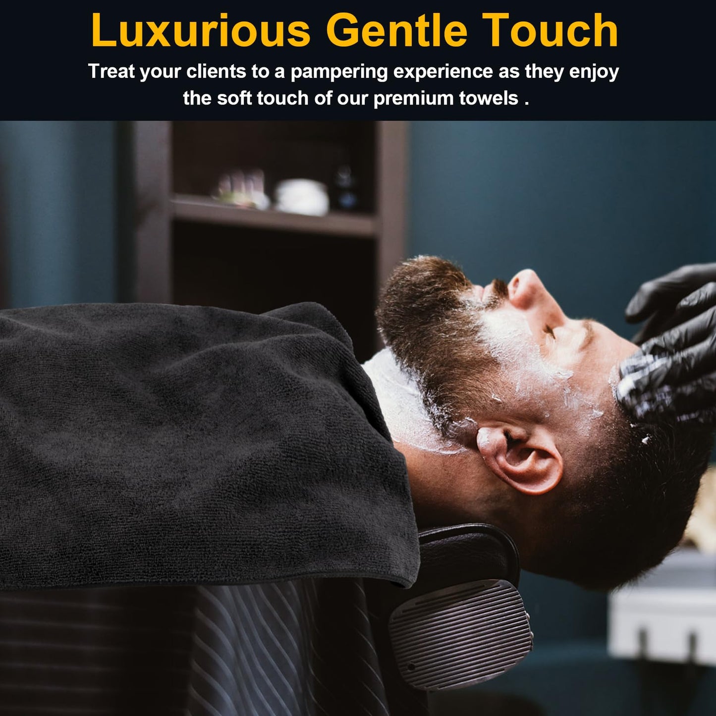 UNIMADE Salon Towels 24 Pack, Microfiber Barber Towels Bulk, (16x29 inches) Hair-Drying Cloth Super Soft Black Hand Cloth for Gym, Bath, Spa Use and Home Beauty Care(Not Bleach Proof)