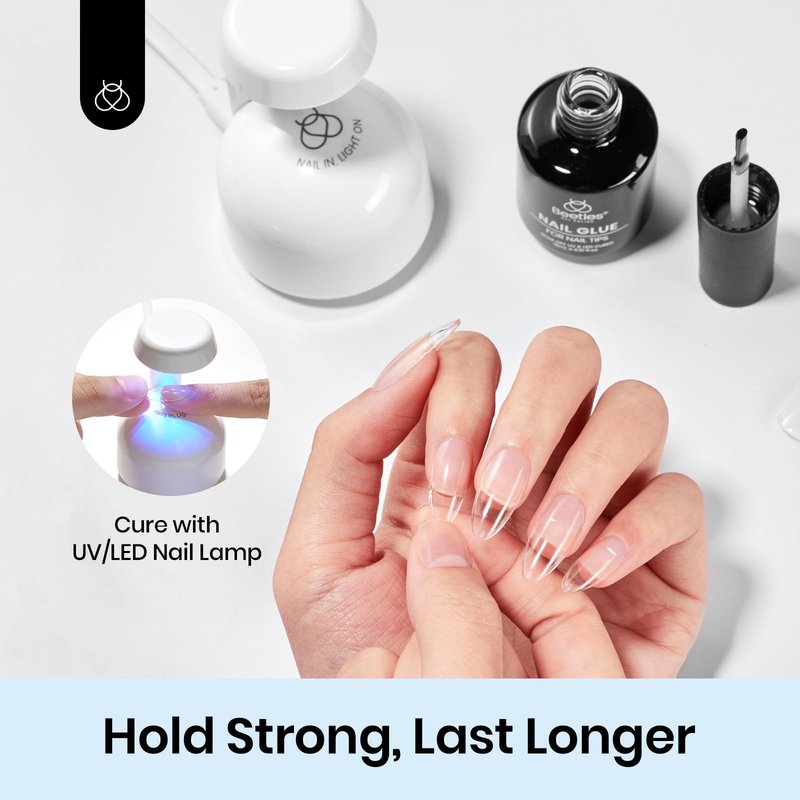 Beetles 15ml Gel Nail Glue 9 in 1 for Acrylic Nails Tips and Clear Press on Nails, Long Lasting Extension Glue, Base Coat, Blooming Art Gel, U V Light Cured
