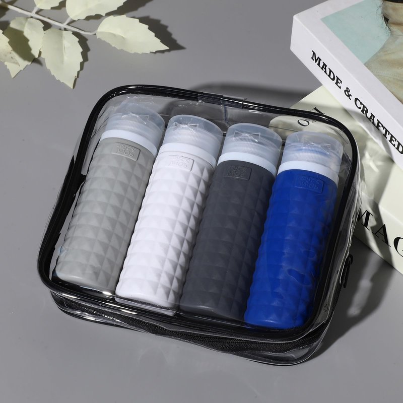 Firstfooby Travel Bottles for Toiletries, TSA Approved Travel Size Containers, Leak Proof Silicone Shampoo Bottles, Small Toiletry Containers with Clear Bag for Shampoo Conditioner Lotion