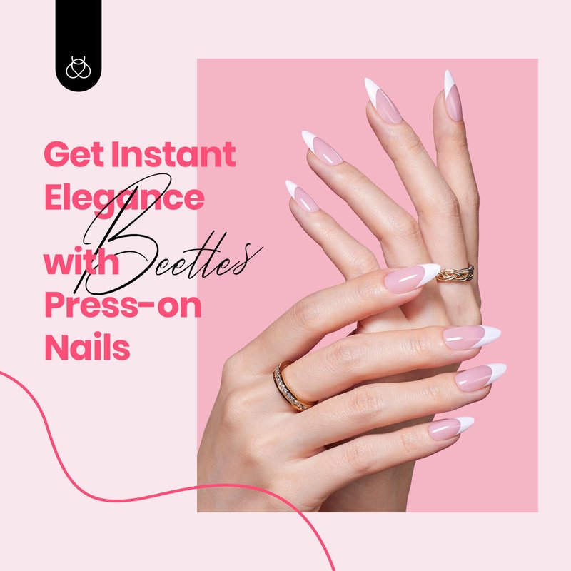 Beetles Press On Nails Almond Medium: 60pcs French Tip Press On Nails in 16 Sizes, White French Tips Pink Fake Nails with Nail Glue, Quick & Easy Nail Salon Manicure Gift for Women Her
