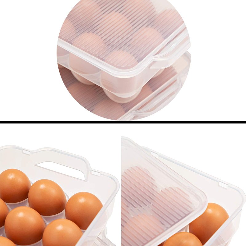 Eslite Covered Egg Holder,Egg Storage for Refrigerator,Fits 18 Eggs,Pack of 4